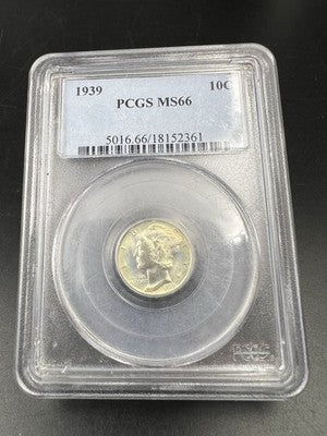 1939 10C Mercury Silver Dime Coin Gem BU UNC MS66 PCGS Nice