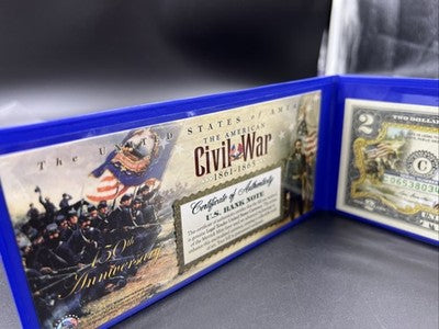 US Civil War Colorized Enhanced 2017 A 2 Two Dollar Federal Reserve Note Unc #34