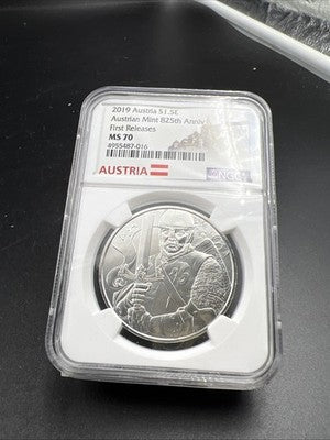 2019 Austria King Leopold V 1 oz Silver 825th Anniversary NGC MS70