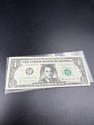 George Wallace Dollar Bill 1963 A $1 FRN UNC Details George Wallace Face