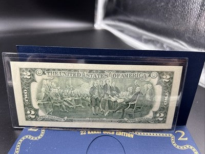 2003 $2 FRN Two Dollar Bill Federal Reserve Note Enhanced Golden CH UNC #041