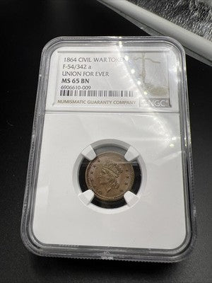 1864 Civil War Token F-54/342 a Union Forever NGC MS65 BN Gem UNC Certified