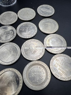 Lot of 20 $1 Casino Dollar Gaming Tokens Metal Circulated Conditions SKU#7546