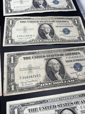 Lot of 10 1957 / 1935 $1 One Dollar Silver Certificate Blue Seal Notes VG + #512