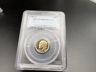 1989 S 10c Roosevelt Copper Nickel Dime Coin PCGS PR69 DCAM #131