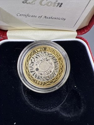 1997 United Kingdom England Proof Sterling Silver Bi Metallic Two Pounds Coin