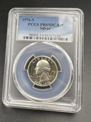 1776 - 1976 25c Washington 40% Silver Bicentennial Quarter Coin PR69 DCAM #650