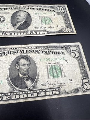 FRN Collector's Lot 1950 $5 & 1950 A $10 Federal Reserve Note Bills VG Circ #432