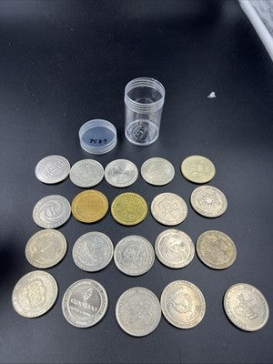 Lot of 20 $1 Casino Dollar Gaming Tokens Metal Circulated Conditions SKU#7526
