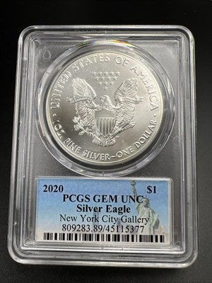 2020 ASE American Silver Eagle David Bowers Signature New York City Gallery PCGS