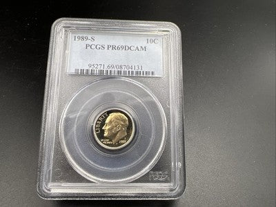 1989 S 10c Roosevelt Copper Nickel Dime Coin PCGS PR69 DCAM #131