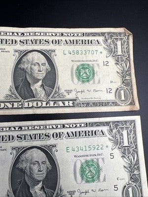 Lot of 4 1963 B $1 Barr Notes Fancy Serial Bills & * Star FRN Notes Circ #707