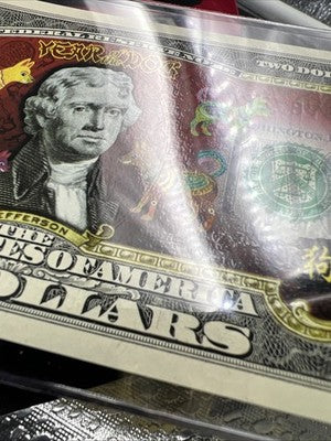 2 Consecutive Serial 2013 Lucky Money Year of Dog Colorized $2 Two Dollar Bills