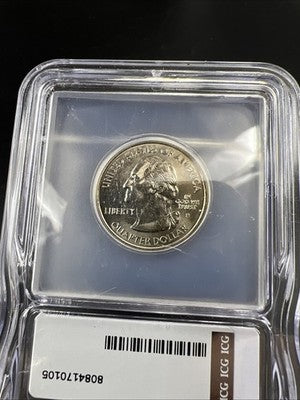 2007 P 25c Wyoming Quarter Coin Struck Thru Grease Error ICG BU #105