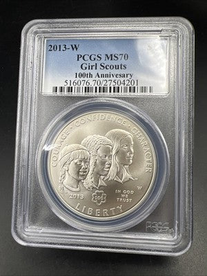 2013 W Girl Scouts Commemorative Silver Dollar Coin PCGS MS70 Gem BU