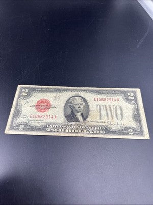 1928 G $2 Two Dollar Legal Tender United States Red Seal Note Good Circ #914