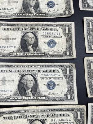 Lot of 10 1957 / 1935 $1 One Dollar Silver Certificate Blue Seal Notes VG #404