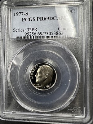1977 S 10c Roosevelt Copper Nickel Dime Coin PCGS PR69 DCAM #863