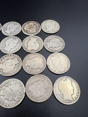 20 Coin Roll Barber 90% Silver Half Dollar Coins AG - G Very Circ Conditions S#b
