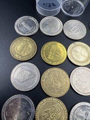 Lot of 20 $1 Casino Dollar Gaming Tokens Metal Circulated Conditions SKU#7532