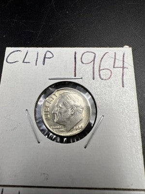 Error Collector's Lot 1964 10c Roosevelt Silver Dime & Blank Cent Planchet UNC