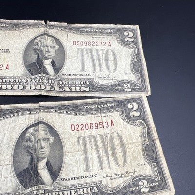 Lot of 3 1928 $2 Two Dollar USN United States Notes Red Seal Very Circ #180