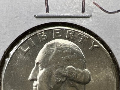 1951 P 25c Washington Silver Quarter BU UNC Die Crack On Forehead