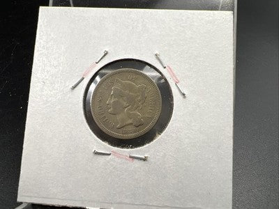 1873 Closed 3 Variety 3c Nickel Coin Major Lamination Reverse Fine Details