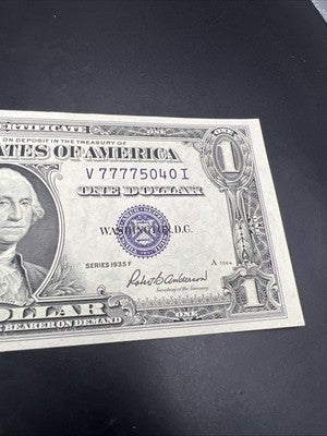 1935 F Lucky #77775040 Repeat Serial Number Silver Certificate $1 Bill XF EF
