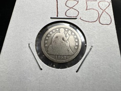 1858 10c Seated Liberty Silver Dime Choice AG About Good / Good #a