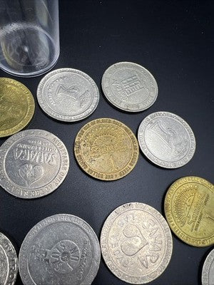 Lot of 20 $1 Casino Dollar Gaming Tokens Metal Circulated Conditions SKU#7544