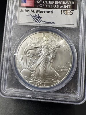 2013 1 Oz American Silver Eagle Coin PCGS MS69 Mercanti Signature Label #241