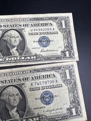Lot of 4 1957 $1 One Dollar US Silver Certificates Neat Serial Numbers #3399