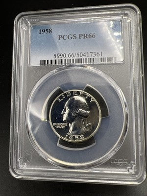 1958 25c Washington Silver Quarter Coin PR66 #61 PCGS