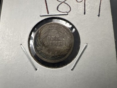 1897 10C Barber Silver Dime Coin VG Very Good Circ SK#a