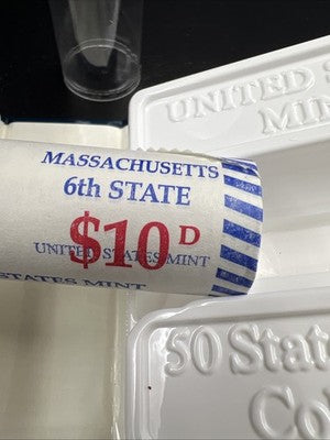 US Mint Certified 2000 D Massachusetts State Statehood Quarter Roll BU UNC