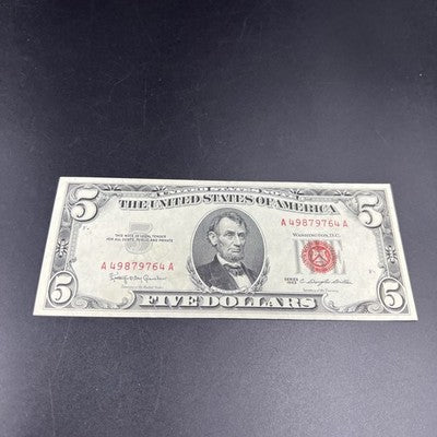 1963 $5 USN United States Note Red Seal VF Very Fine Circ #64