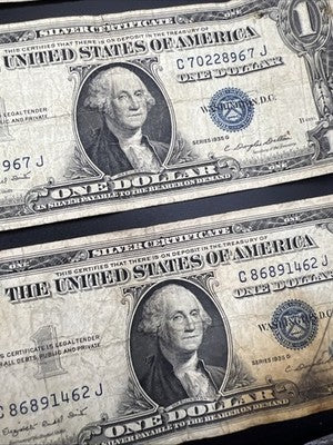 Lot of 10 VERY CIRC 1957 1935 $1 Dollar Silver Certificate Blue Seal Notes #82