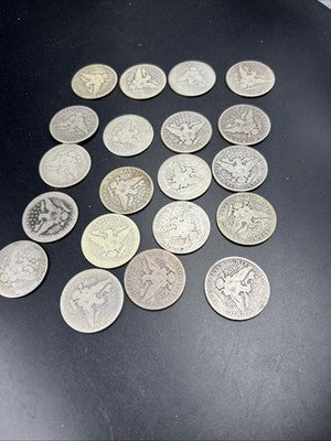 20 Coin Roll Barber 90% Silver Half Dollar Coins AG - G Very Circ Conditions S#a