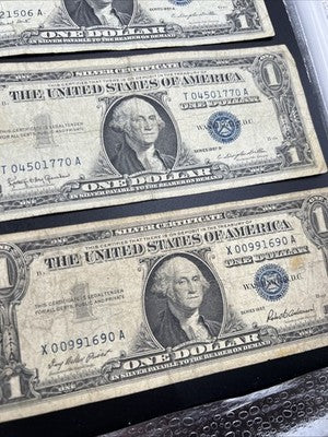 Lot of 10 VERY CIRC 1957 1935 $1 Dollar Silver Certificate Blue Seal Notes #49