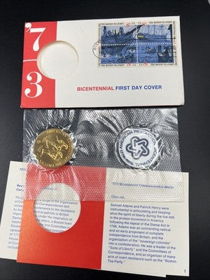 1973 American US Bicentennial Bronze Medal UNC FDOI First Day Cover Pack