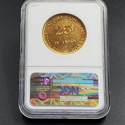 1855-1955 Mason County Centennial Marquette Pageant 25c Trade Token NGC MS65 GEM