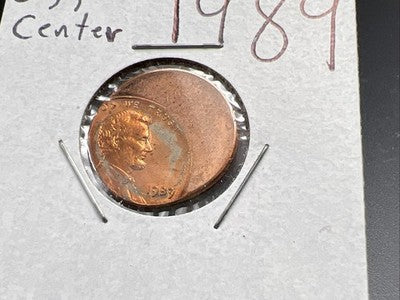 1989 1c Lincoln Memorial Cent Penny 45% Off Center BU UNC sk#3B