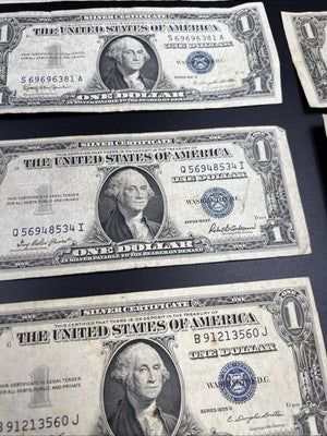 Lot of 10 1957 1935 $1 Dollar Silver Certificate Blue Seal Notes VG Circ #44