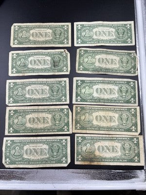 Lot of 10 VERY CIRC 1957 1935 $1 Dollar Silver Certificate Blue Seal Notes #82