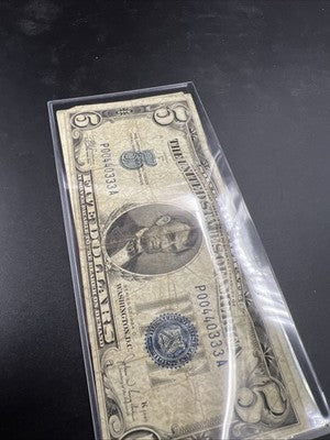2 Note Lot 1934 1953 $5 Five Dollar Silver Certificate Fancy Serial #s G / VG
