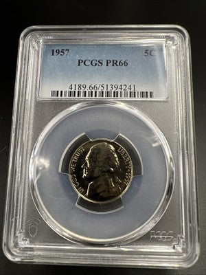 1957 5c Jefferson Nickel Coin PR66 PCGS Certified Proof Coin