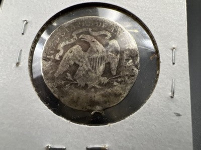 1877 Seated Liberty Silver Quarter Coin Very Circulated Damaged