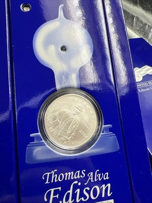 2004 P Thomas Edison Silver Dollar Light Box Coin US Mint Set Gem BU $1 Coin #C