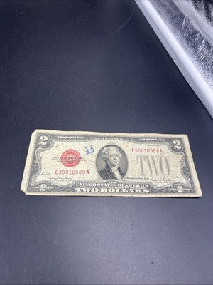 1928 G $2 Two Dollar Legal Tender United States Red Seal Note Very Circ #3001